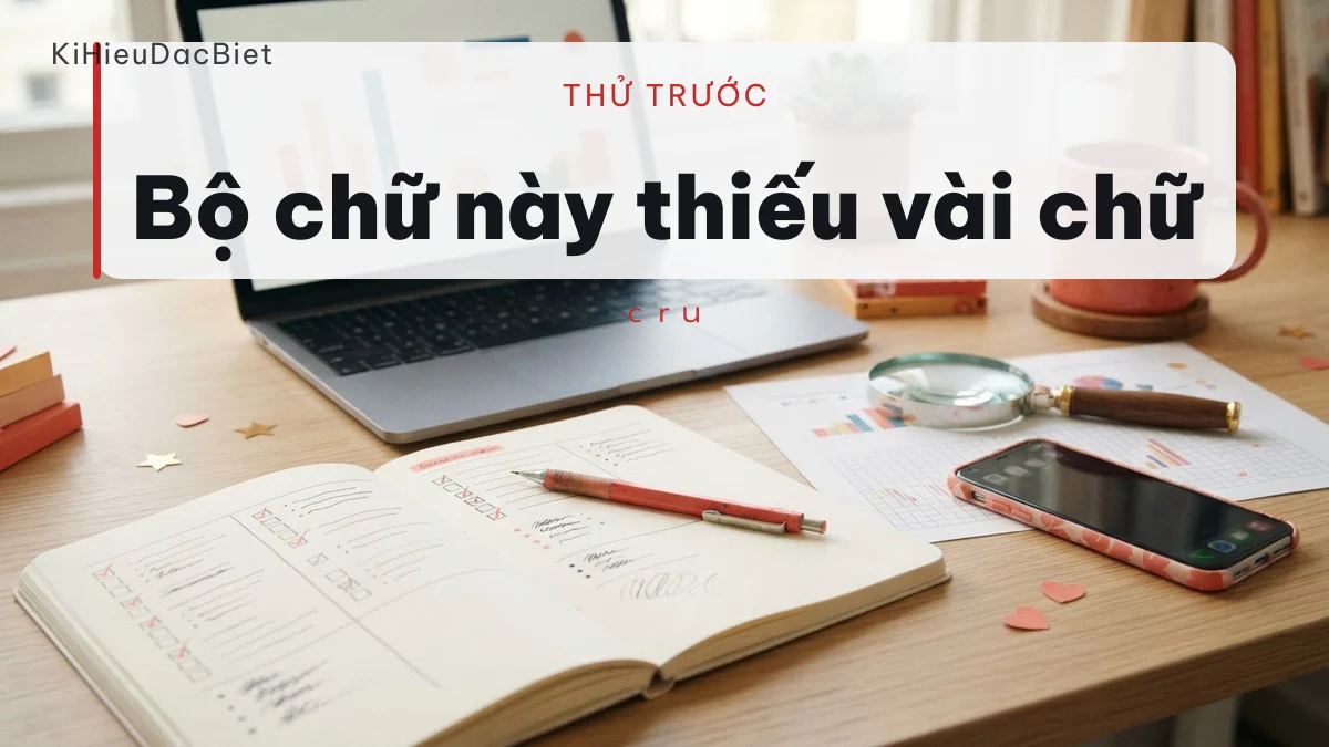 Bộ chữ nhỏ trên dòng thiếu chữ q và vài chữ hoa