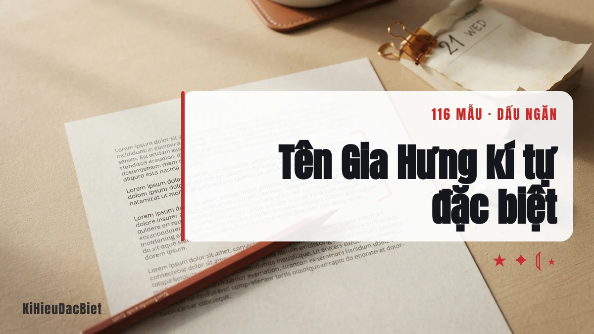 Tên Gia Hưng viết bằng kí tự đặc biệt