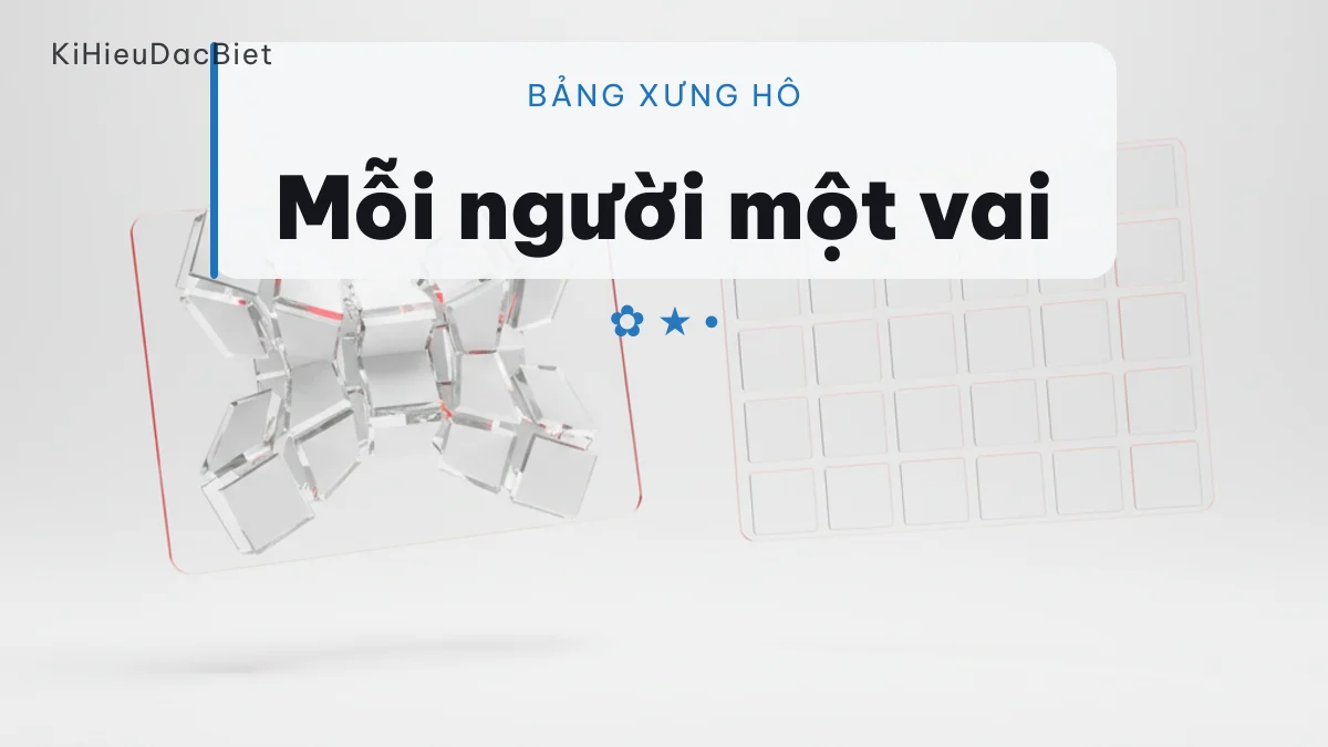 Bảng xưng hô để đặt tên cả nhóm cho khớp
