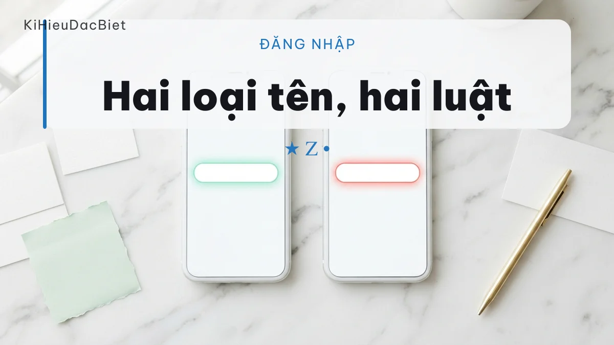 Tên đăng nhập và tên hiển thị theo hai bộ luật khác nhau